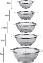 5 Pack 18/8 Stainless Steel Colander Sieves, Rinse or Steam - Image 5