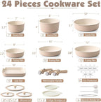 SENSARTE 24 Piece Ceramic Pots and Pans Set, Nonstick Detachable Handle Cookware - Image 2