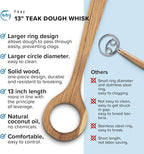 FAAY 13" Dough Whisk, 100% Healthy Teak Kitchen Utensils - Image 6