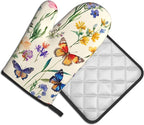 Vintage Floral Oven Mitts and Pot Holders Spring Summer Kitchen Accessories Set - Image 2