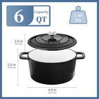 Velaze 6 QT Enameled Cast Iron Dutch Oven, Dual Handles Dutch Oven Pot - Image 6