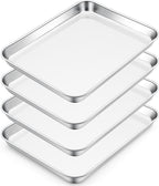 E-far Small Baking Sheet Set of 4, 10.5”x8.3” Stainless Steel Cookie Sheets Pans by E-far
