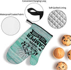 Happy Camper Oven Mitts and Pot Holders Sets of 4, Resistant Hot Pads - Image 4