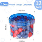 12 Pack-16 OZ Freezer Storage Containers, Small Plastic Containers - Image 3