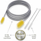67" Flexible Drain Brush Set, Double Ended Long Hose Pipe Cleaner - Image 2