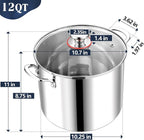 P&P CHEF 12 Quart Stainless Steel Stock Pot - Image 2