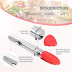 6 Pieces 7 Inch Mini Silicone Tip Tongs Kitchen Serving Tongs Small Metal - Image 4