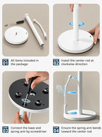 SMARTAKE Paper Towel Holder, Paper Towel Dispenser Standing Weighted Base Non - Image 7
