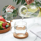 Hsei 2 Sets Glass Pitcher with Lid, 67.6 oz / 2000 ml Water Carafe with Handles - Image 5
