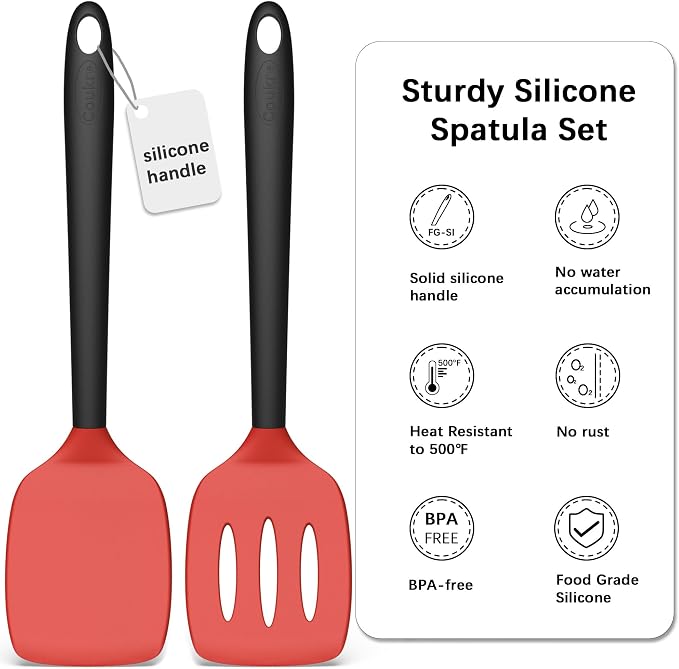 Coukre 2 Pack Silicone Spatula Set, High Heat Resistant, BPA Free Kitchen - Image 2