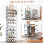 LANTEFUL 10 Tiers Tall Shoe Rack 20-25 Pairs Boots Organizer Storage Sturdy - Image 5