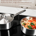 Saucepan Set with Lids, 3-Ply Stainless Steel 2QT and 3QT Cooking Pot, - Image 4
