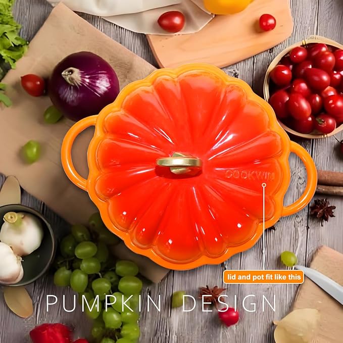Pumpkin Enameled Cast Iron Dutch Oven - Image 2