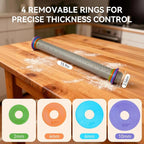 Adjustable Rolling Pin with Thickness Rings, 12.8" Silicone Non Stick Dough - Image 2