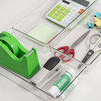 3 Pack Clear Plastic Drawer Organizer Tray Cutlery Utensil Makeups Drawer - Image 5