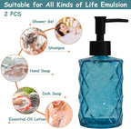 Blue Glass Soap Dispenser with Black Plastic Pump, 12oz Refillable Liquid Hand - Image 4