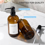 2 Pack Kitchen Soap Dispenser Set - 16oz Amber Glass Dish and Hand Soap - Image 3