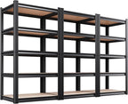 Set of 3 71"H Garage Shelving-5 Tier Garage Storage Shelves, Adjustable Heavy by Unknown