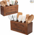 2 PC Wooden Utensil Holder, （With 4-Compartments size*1 + 3-Compartments by Unknown
