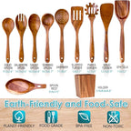 HOWHONG Wooden Spoons for Cooking, Premium Acacia Wood Kitchen Utensil Set - Image 2
