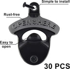 30 Packs Black Bottle Top Opener Wall Mounted Beer Cap Opener Stainless Bulk - Image 2