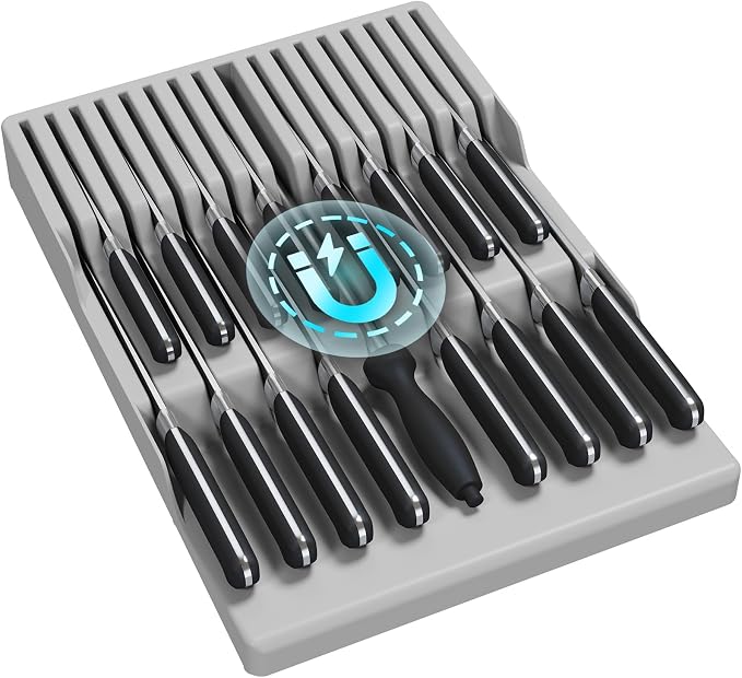Lifewit Magnetic Drawer Knife Organizers Insert, Kitchen Plastic In Drawer by Lifewit
