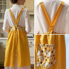 Uaussi Cotton Linen Apron Cross Back Work Apron - Image 3