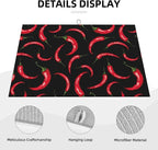 Chili Pepper Dish Drying Mat Red Hot Chili Pepper Black Drying Rack Pad - Image 2