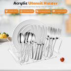Scalloped Silverware Organizer. Acrylic Utensil Caddy.Heavy-Duty Countertop - Image 2