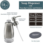 Gaussra Soap Dispenser with Coaster and Stickers, Brushed Nickel Stainless - Image 3
