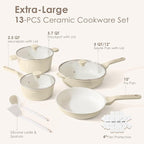 SENSARTE Nonstick Ceramic Cookware Set Large-Size 13-Piece, Healthy Pots and - Image 2