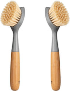 2 Pack Kitchen Dish Brush Bamboo Handle Dish Scrubber Built-in Scraper by Songtaste