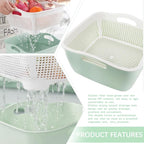 Double-layer Draining Basket Plastic Fruits & Vegetable Wash & Drain Basket - Image 3