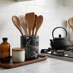 Radicaln Marble Utensil Holder 6.5" Inches Black Handmade Spatula Set - Image 4