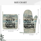 Happy Camper Oven Mitts and Pot Holders Sets of 4, Resistant Hot Pads - Image 3