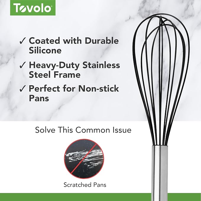 Tovolo Whisk 9 Inch Heavy Duty Silicone Wire Stainless Steel Whisker - Image 3