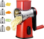 Rotary Cheese Grater with 4 Blades, Hand Crank Cheese Grater with Waffle Slicer by Unknown