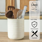 HASENSE Cooking Utensil Holder, 7.4"+5.5" Ceramic Kitchen Utensil Holder - Image 7