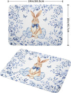 Easter Large Dish Drying Mat Blue Flower Rabbit Holiday Decorative Kitchen - Image 2