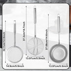 Spider Strainer & Skimmer Spoon Set, 3-Piece Stainless Steel Ladle Metal Wire - Image 3