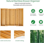 Utoplike Bamboo Expandable Kitchen Drawer Organizer, Adjustable Utensil Holder - Image 6
