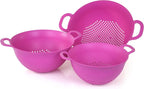 Mintra Home Plastic Strainer Colanders Set: 3, 3.5 and 5 Quart Double Strong by Mintra
