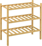 ROMGUAR CRAFT 3-Tier Bamboo Small Shoe Rack, Free Standing Wood Shoe Shelf - Image 7