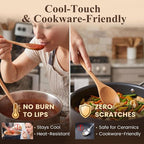 HAKSEN 6PCS Wooden Spoon Set, Oval Wooden Mixing Spoons Long Handle Spoons - Image 4