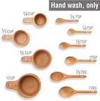 10 Piece Measuring Cups and Measuring Spoons Set, Handcrafted Wood Measuring - Image 3