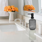 Grey Glass Soap Dispenser with Black Pump, 15oz Liquid Hand Dispenser, - Image 4