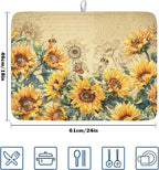 Sunflower Dish Drying Mat for Kitchen Counter Vintage Yellow Sunflowers - Image 2