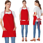 Jubatus 2 Pack 3 Pockets 100% Cotton Adjustable Bib Apron Chef Kitchen Cooking - Image 3