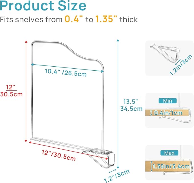 Vtopmart 8 Pack 12in Height Shelf Dividers - Image 2