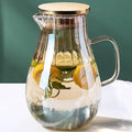 Glass Pitcher With Lid Amber Round Water Carafe with handle and Spout by AEFPOYMXU
